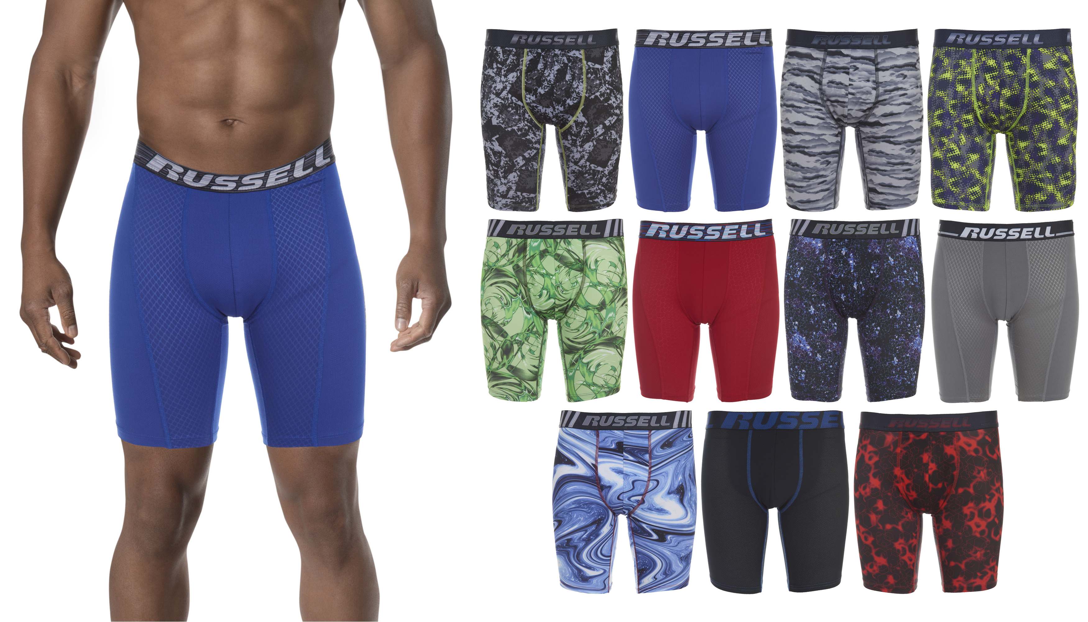 Russell Athletic Poly Performance Men's Assorted Colors Boxer Briefs ...